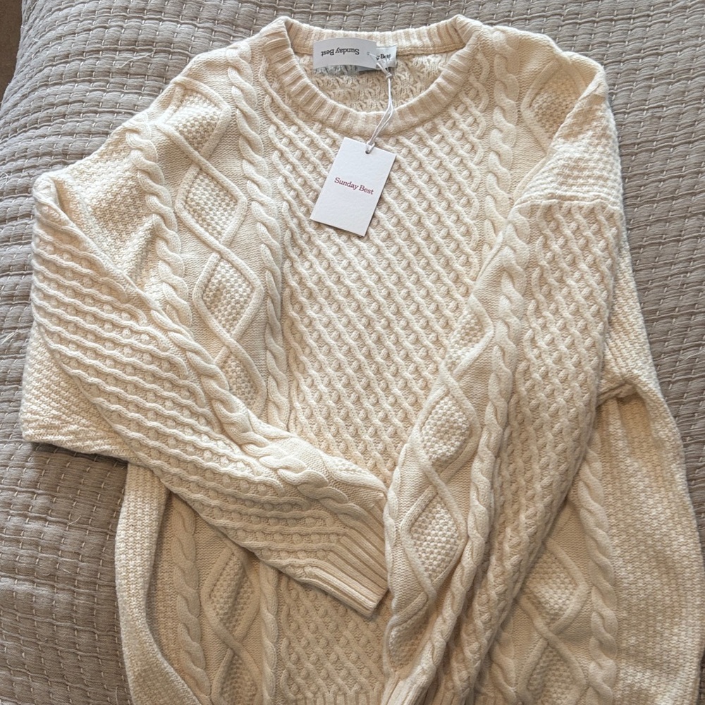 Sunday Best Ivory Cable Knit Sweater